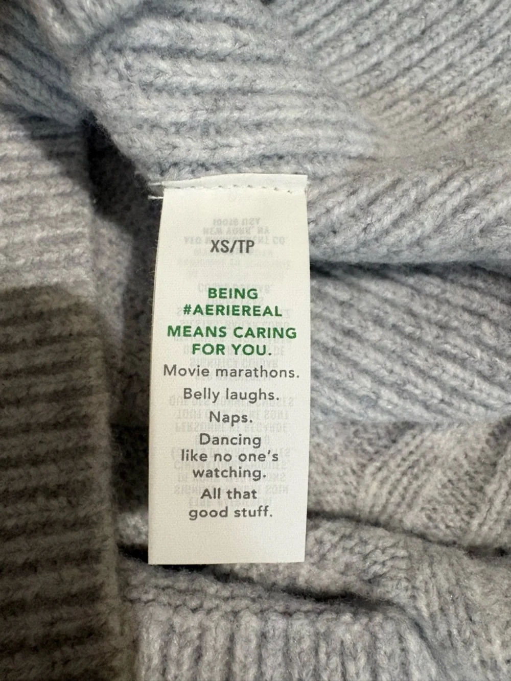 aerie unReal Light Gray Pearl-Embellished Cable Crewneck Sweater - Picture 11 of 12